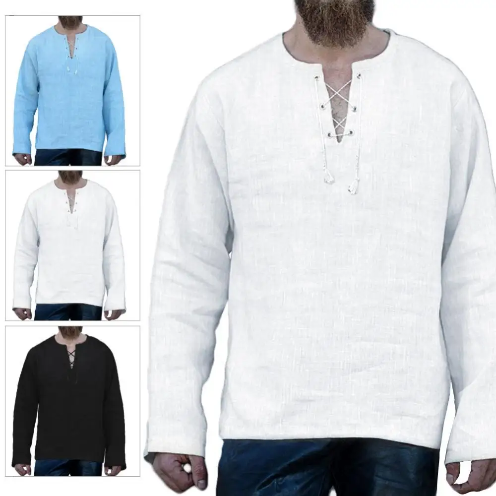 Cotton Blouse Long Sleeve Men Tops Top Solid Color V Neck Fashion Shirt Loose Lace up Linen T-Mens T Hippie Shirts Yoga Tops
Cotton Blouse Long Sleeve Men Tops Top Solid Color V Neck Fashion Shirt Loose Lace up Linen T-Mens T Hippie Shirts Yoga Tops