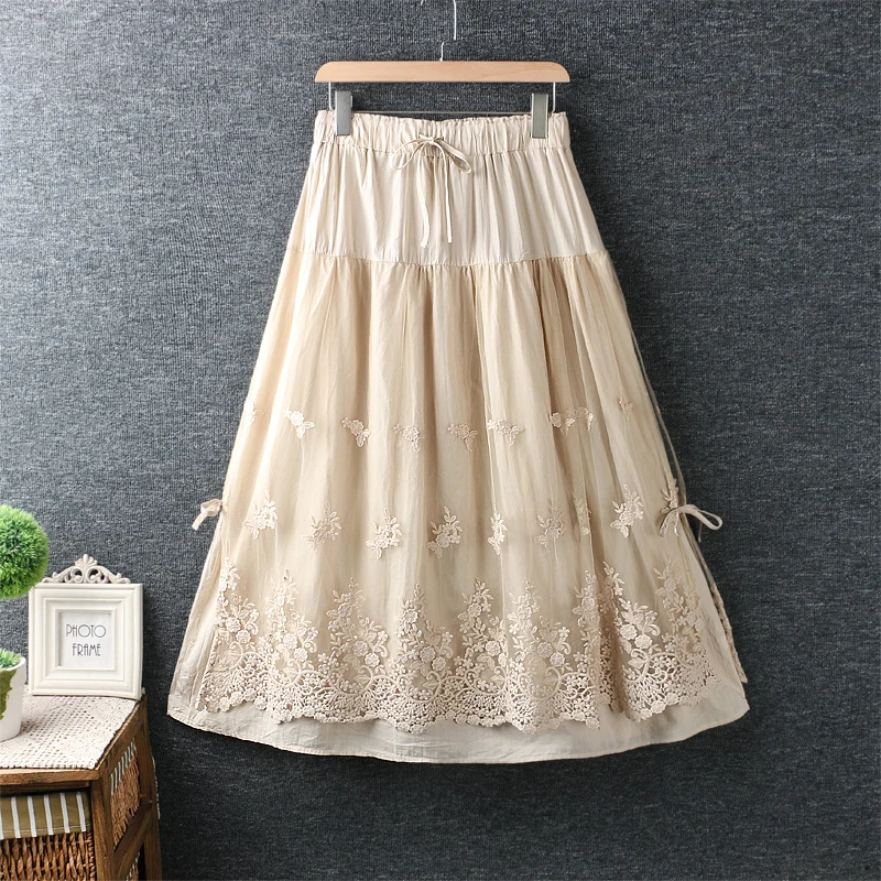 Women's New Summer Clothing Art Small Fresh Elastic Waist Lace Veil Hollow Lace Mid-length Cotton and Linen Skirt
Women's New Summer Clothing Art Small Fresh Elastic Waist Lace Veil Hollow Lace Mid-length Cotton and Linen Skirt