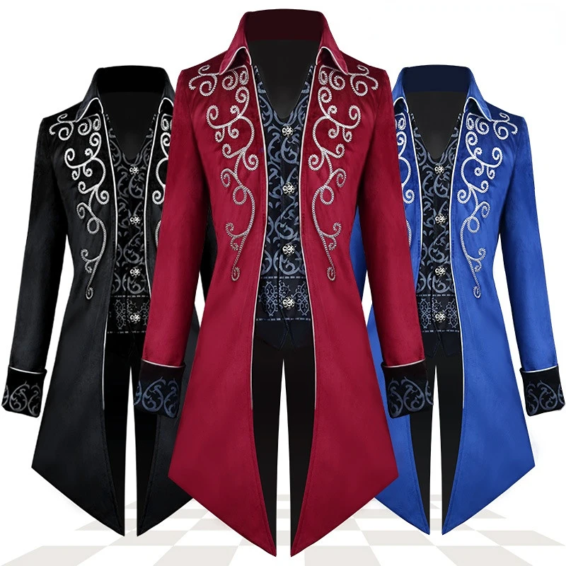 European New Halloween Swallowtail Medieval Retro Clothing Mid-Length Punk Men's Coat Cosplay Costume Single Breasted Button
European New Halloween Swallowtail Medieval Retro Clothing Mid-Length Punk Men's Coat Cosplay Costume Single Breasted Button