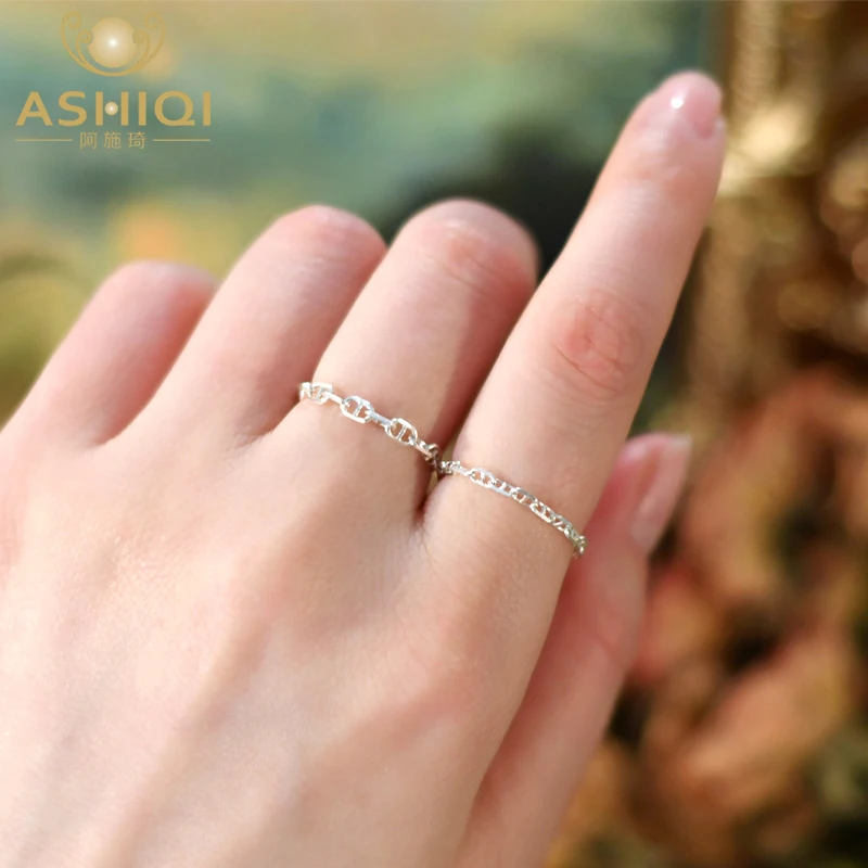 ASHIQI Genuine 925 Sterling Silver Chain Rings for Women Party Jewelry 2022 New Trendy
ASHIQI Genuine 925 Sterling Silver Chain Rings for Women Party Jewelry 2022 New Trendy
