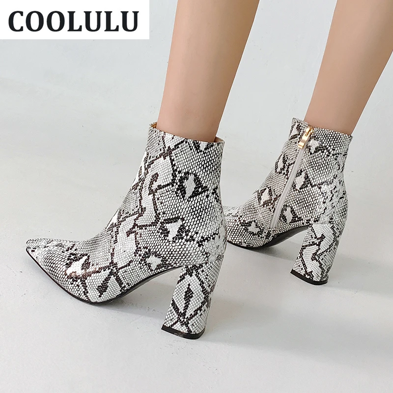 COOLULU Snake Ankle Boots for Women Block High Heel Winter Booties Animal Print Short Booties All Match Side Zip Women Shoes
COOLULU Snake Ankle Boots for Women Block High Heel Winter Booties Animal Print Short Booties All Match Side Zip Women Shoes