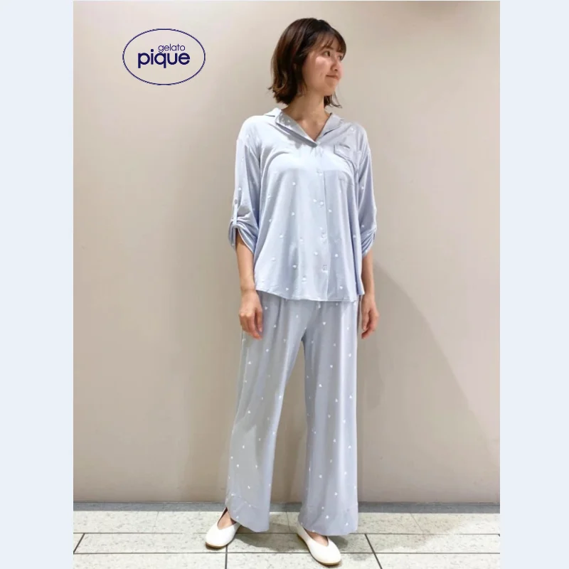

Pajamas Ladies Gelato Pique Room Wear Loungewear Nightwear Women Pijama Homewear Full Length Modal