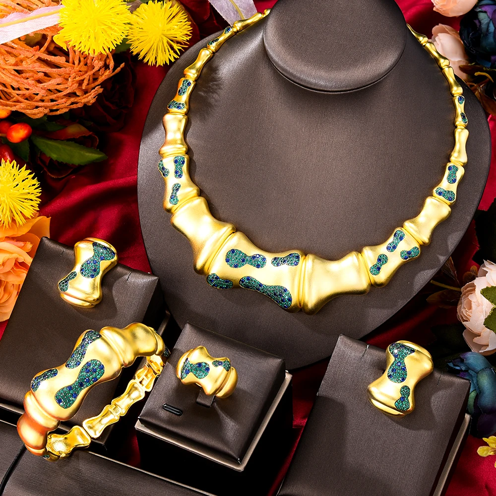 Kellybola Luxury Bamboo Joint Necklace Earrings Bangle Ring Jewelry Sets 4PCS African for women Wedding Indian Bridal Jewelry
Kellybola Luxury Bamboo Joint Necklace Earrings Bangle Ring Jewelry Sets 4PCS African for women Wedding Indian Bridal Jewelry