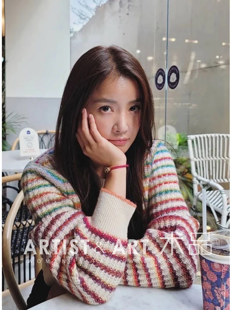 【Provide label】2022 Spring Women Fashion Designer Lantern Sleeve Multicolor Striped High Quality Wool Pullovers
【Provide label】2022 Spring Women Fashion Designer Lantern Sleeve Multicolor Striped High Quality Wool Pullovers