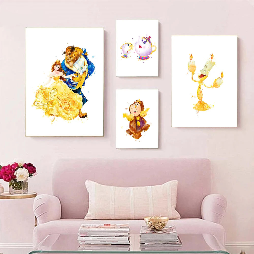 Disney Beauty and the Beast Watercolor Poster and Print Lumiere Cogsworth Mrs. Potts Princess Belle Canvas Painting Home Decor
Disney Beauty and the Beast Watercolor Poster and Print Lumiere Cogsworth Mrs. Potts Princess Belle Canvas Painting Home Decor