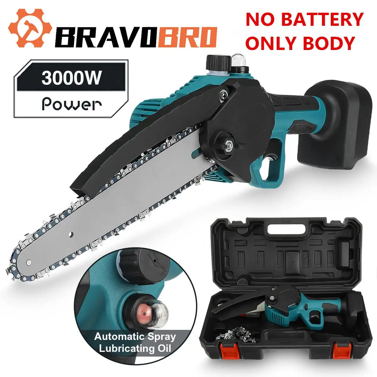 3000W 8 Inch Electric Saw Chainsaw Without Battery Oil Automatic Filling Body Woodworking Tool with Box for Makita 18V Battery
3000W 8 Inch Electric Saw Chainsaw Without Battery Oil Automatic Filling Body Woodworking Tool with Box for Makita 18V Battery