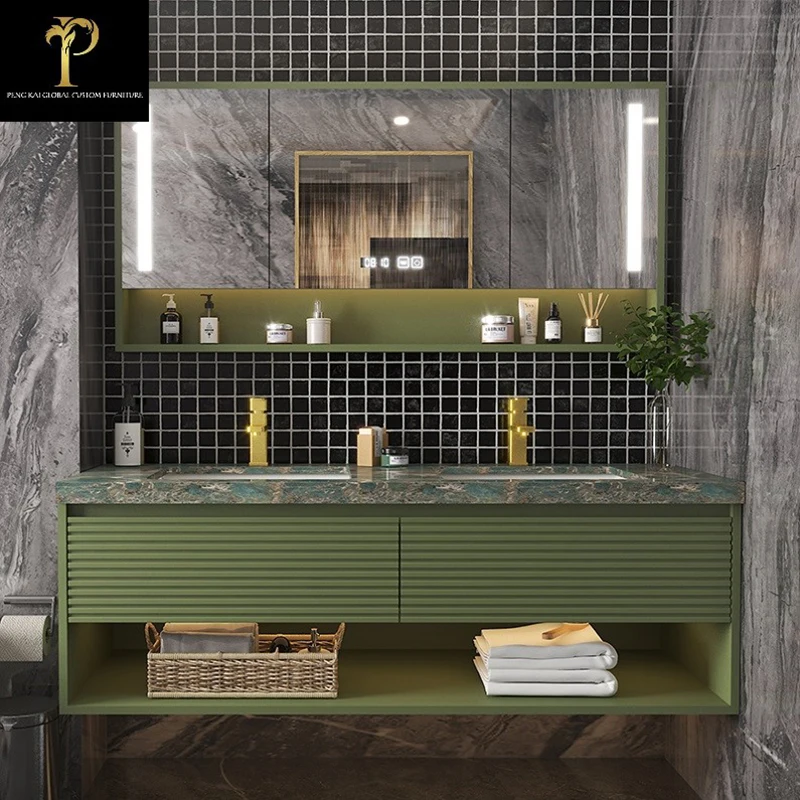 Customized light luxury slate bathroom cabinet combination modern minimalist smart mirror bathroom oak washstand net red high-en
Customized light luxury slate bathroom cabinet combination modern minimalist smart mirror bathroom oak washstand net red high-en