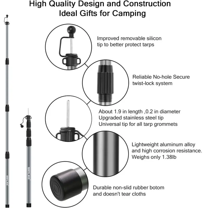 Luxurious 98.5in Aluminum Telescoping Tarp Camping Poles Set of 2 with 1 Bag, Lightweight Adjustable Tent Accessories for Hiking
Luxurious 98.5in Aluminum Telescoping Tarp Camping Poles Set of 2 with 1 Bag, Lightweight Adjustable Tent Accessories for Hiking