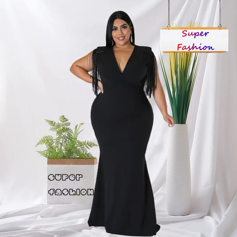 XL-5XL Plus Size Women Clothing 2022 Summer Fashion Casual Solid Color Sleeveless V-Neck Fringed Long Mermaid Dress Dropshipping
XL-5XL Plus Size Women Clothing 2022 Summer Fashion Casual Solid Color Sleeveless V-Neck Fringed Long Mermaid Dress Dropshipping