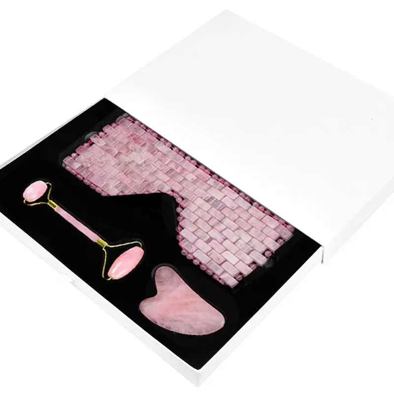 Natural Rose Quartz Eye Mask Kit Jade Stone Roller Gua Sha Massage Tool Facial Massager Gouache Scraper Face Skin Care Set
Natural Rose Quartz Eye Mask Kit Jade Stone Roller Gua Sha Massage Tool Facial Massager Gouache Scraper Face Skin Care Set