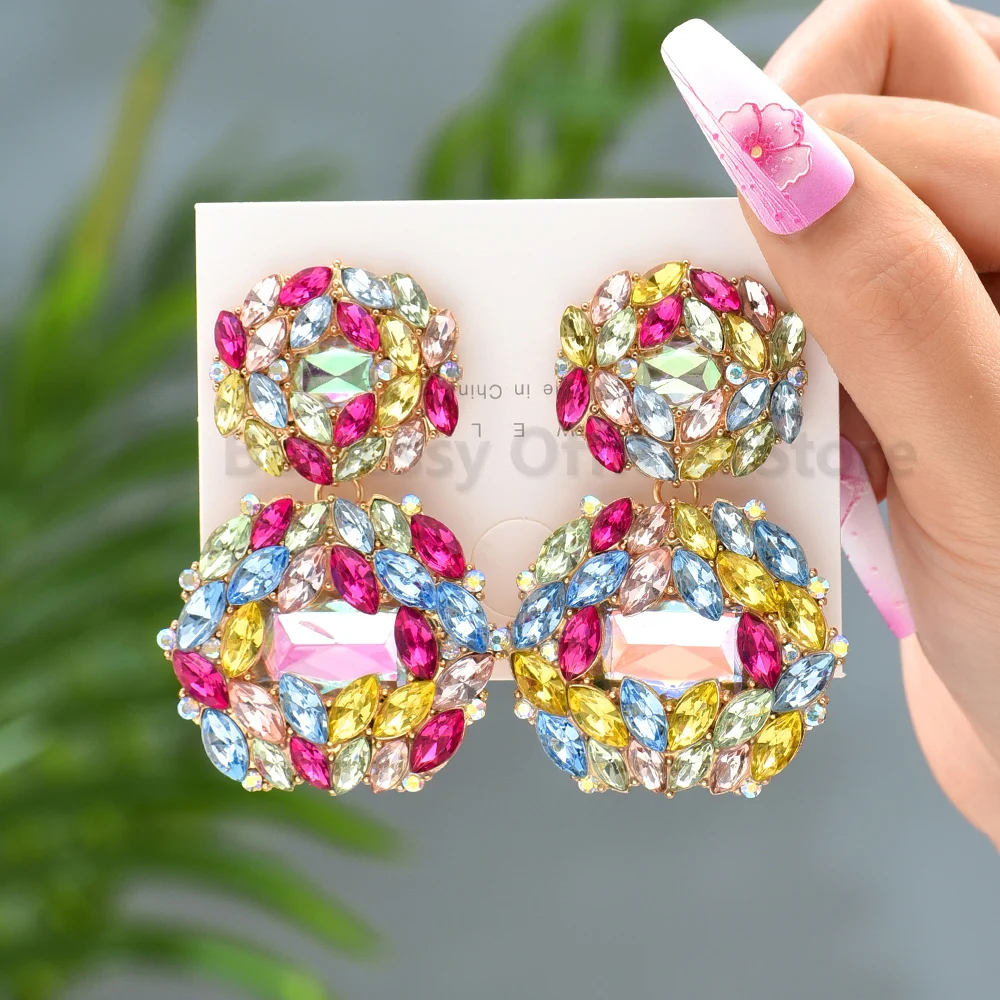 Colorful Rhinestone Metal Dangle Earrings Fashion Brand Luxury Design Big Pendientes Wedding Party Jewelry Accessories For Women
Colorful Rhinestone Metal Dangle Earrings Fashion Brand Luxury Design Big Pendientes Wedding Party Jewelry Accessories For Women