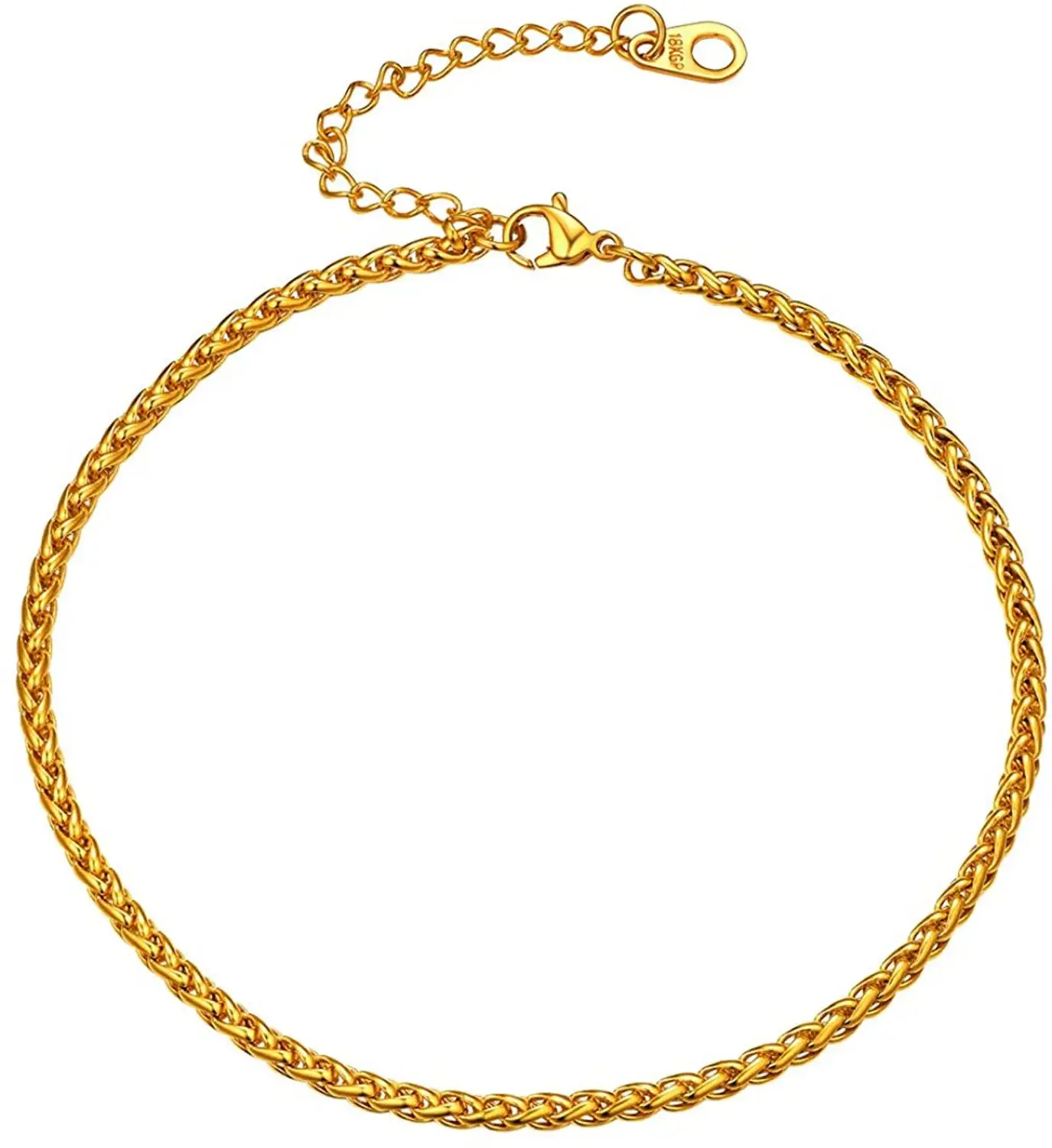 U7 Women Girls Barefoot Gold Color Stainless Steel Wheat Chain Anklet Foot Bracelet 23-28 CM Length Simple Daily Jewelry
U7 Women Girls Barefoot Gold Color Stainless Steel Wheat Chain Anklet Foot Bracelet 23-28 CM Length Simple Daily Jewelry