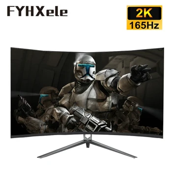 FYHXele 커브드 모니터, 32 인치, 2K 165hz IPS 패널, 1ms 응답 적응형 동기화 100% sRGB, 게임 모니터, LED 데스크탑용