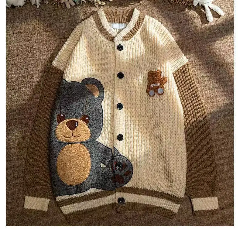 BTFG New Autumn and Winter Cardigan Women's Fashion Embroidered Sweater Kawaii Bear Warm Knitted Couple Loose Casual Sweater
BTFG New Autumn and Winter Cardigan Women's Fashion Embroidered Sweater Kawaii Bear Warm Knitted Couple Loose Casual Sweater
