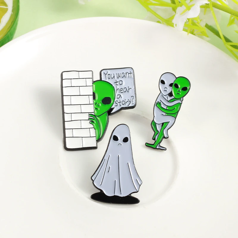 Alien Series Brooch Embrace The Green And White Alien Design Metal Enamel Pins You Want To Hear The Story Brooch Bag Accessories
Alien Series Brooch Embrace The Green And White Alien Design Metal Enamel Pins You Want To Hear The Story Brooch Bag Accessories