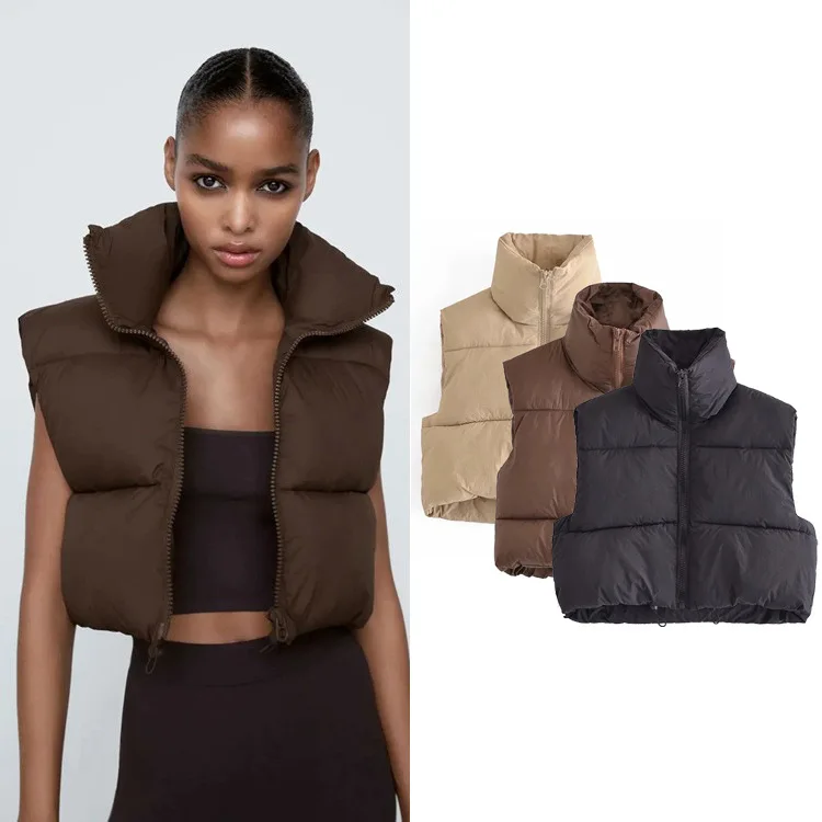 Casual Simple Solid Short Overcoat Autumn Winter Women Padded Vest Coat Sleeveless Cotton Puffer Jacket
Casual Simple Solid Short Overcoat Autumn Winter Women Padded Vest Coat Sleeveless Cotton Puffer Jacket