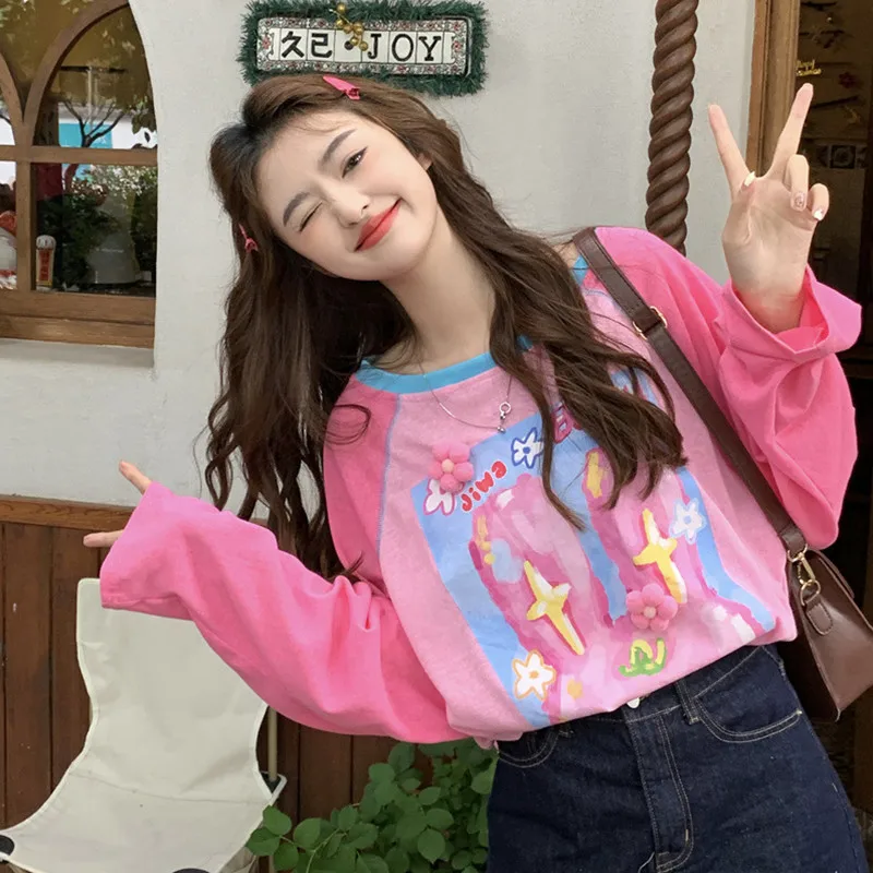 Korean Style Printing Three-dimensional Casual Long-sleeved Sunscreen T-shirt, Cute Loose Fit Oversized T Shirt Y2k Top
Korean Style Printing Three-dimensional Casual Long-sleeved Sunscreen T-shirt, Cute Loose Fit Oversized T Shirt Y2k Top