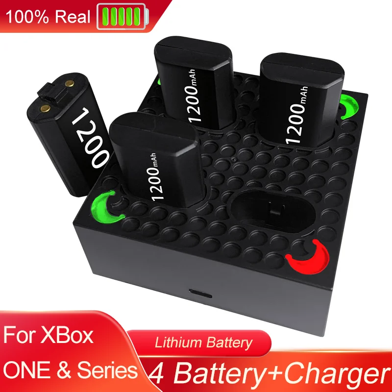 4 аккумулятора 1200 мА · ч для контроллера Xbox One / Series x, аккумуляторные батареи для Xbox Series S и зарядное устройство Type-C
4 аккумулятора 1200 мА · ч для контроллера Xbox One / Series x, аккумуляторные батареи для Xbox Series S и зарядное устройство Type-C