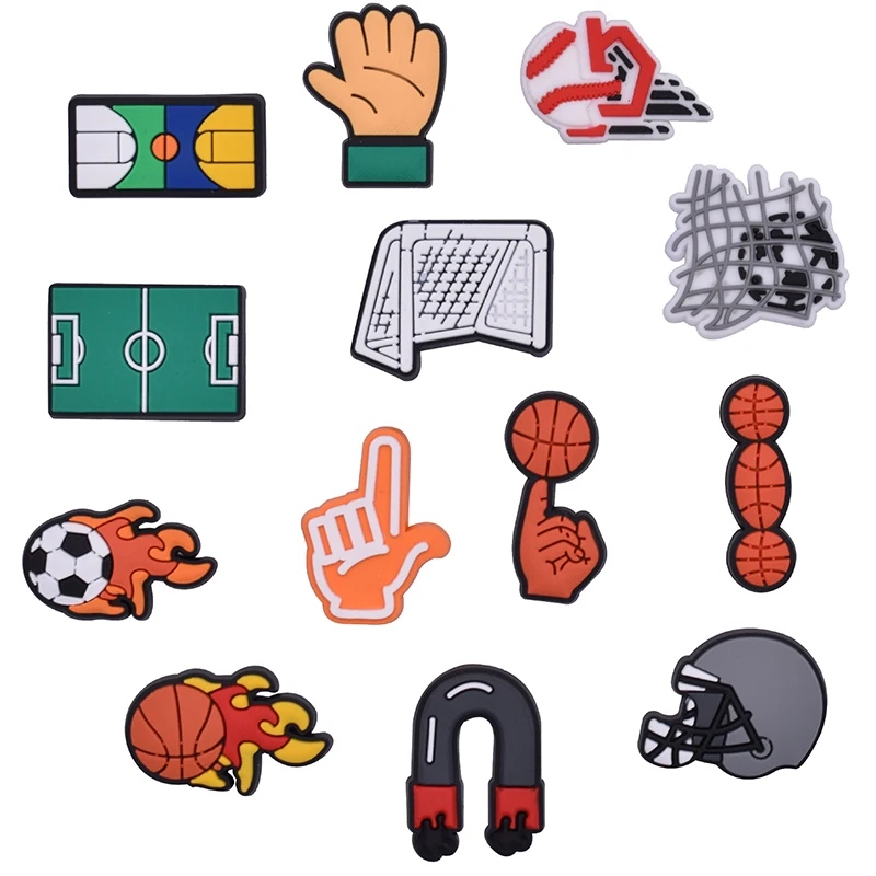 Single Sales PVC Basketball Football Baseball Shoes Charms Accessories for Croc Sandals Pin Decorations Boys Girls Party Gifts
Single Sales PVC Basketball Football Baseball Shoes Charms Accessories for Croc Sandals Pin Decorations Boys Girls Party Gifts
