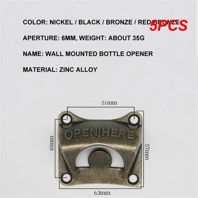 

5 шт. настенный штопор Ретро открывалка для пива Настенный штопор из цинкового сплава подвесной открытый Пивной инструмент инструменты для кухни и бара