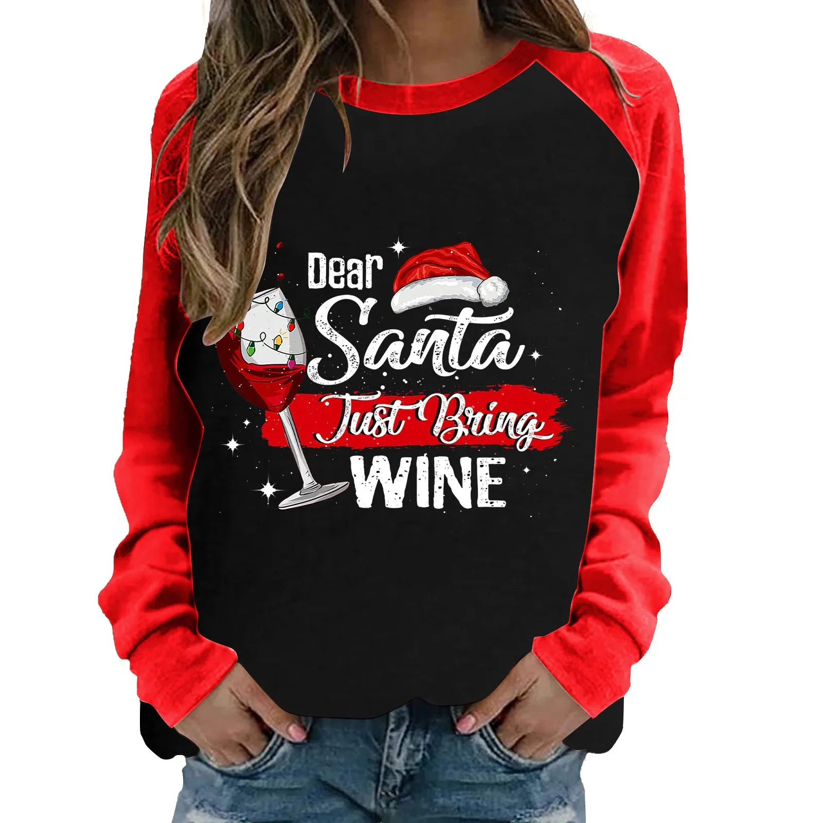 Ladies Fashion Christmas Wine Glass Printed Long Sleeve Sleeve Sleeve Sleeve Color T Shirt Womens Loose Tops Casual
Ladies Fashion Christmas Wine Glass Printed Long Sleeve Sleeve Sleeve Sleeve Color T Shirt Womens Loose Tops Casual