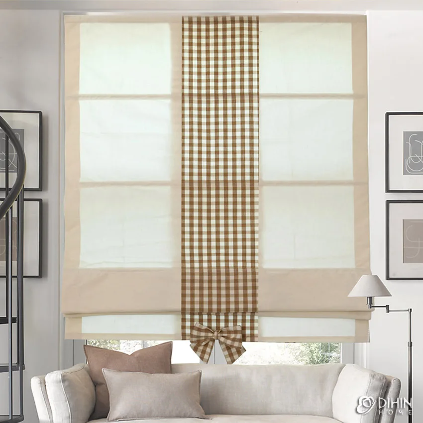 Modern Plaid Style With Bowknot Custom Made Roman Shades Window Drapes For Living Room Included Mechanism
Modern Plaid Style With Bowknot Custom Made Roman Shades Window Drapes For Living Room Included Mechanism