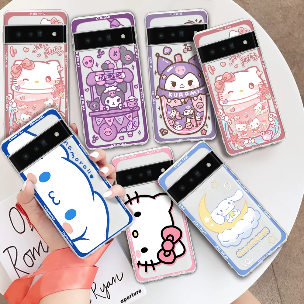 

Sanrio kuromi HELLO KITTY Cinnamoroll Phone Case For Google pixel 7 6 5 4 A PRO XL kuromi cartoon silicone Soft Funda Capa cover