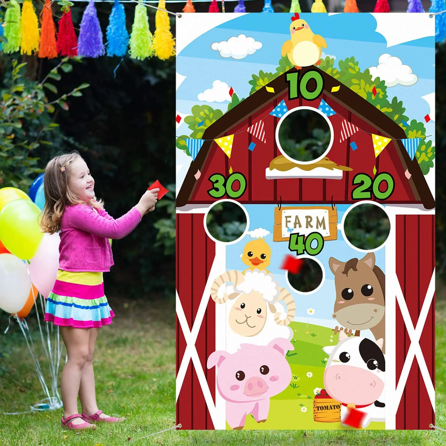 Farm Theme Animals Red Barn Toss Game Bean Bags in Hole for Boy Girl Kids and Adults Birthday Party Wall Door Banner Decoration
Farm Theme Animals Red Barn Toss Game Bean Bags in Hole for Boy Girl Kids and Adults Birthday Party Wall Door Banner Decoration