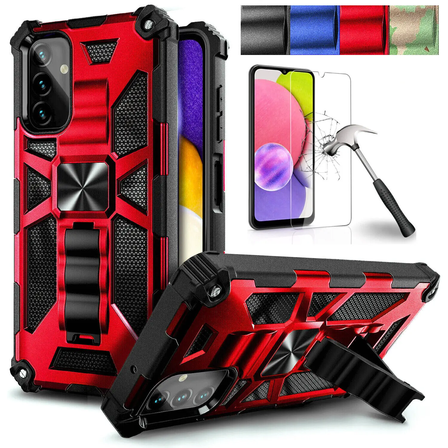 

Samsung For Galaxy A14 A34 A54 5G Shockproof Rugged Phone Case Cover Magnetic Shockproof Holder Armor Case +Tempered Glass