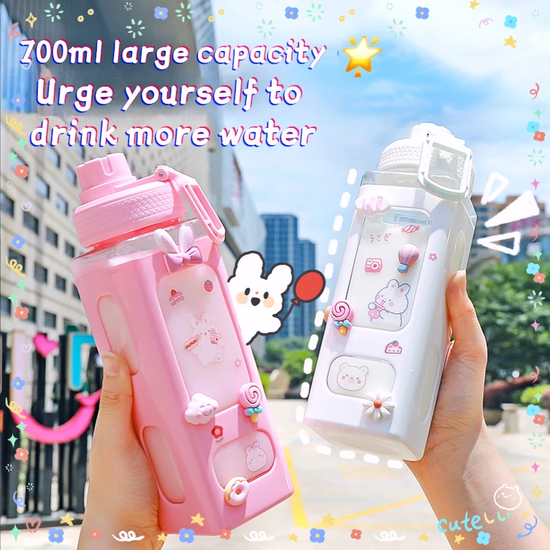 700ml Portable Straw Cup with Cartoon Stickers Student Water Bottle, Girl Water Cup Large Capacity Outdoor Sports Water Bottle
700ml Portable Straw Cup with Cartoon Stickers Student Water Bottle, Girl Water Cup Large Capacity Outdoor Sports Water Bottle