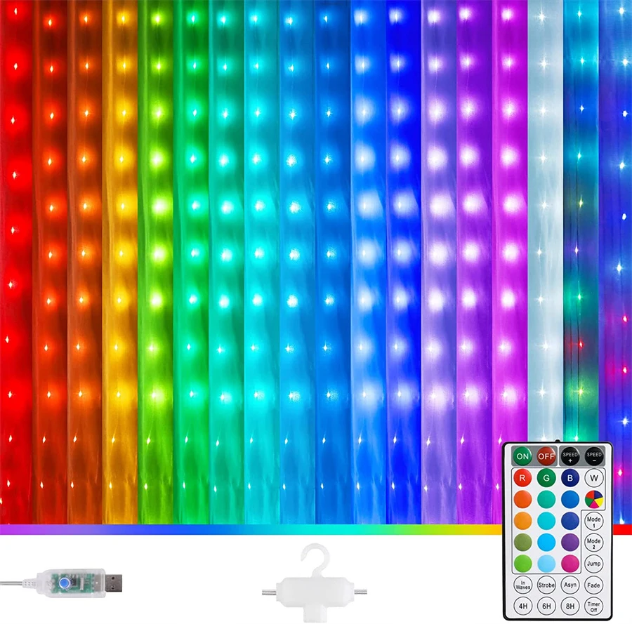 3X3M 300 LED RGB Window Curtain String Light Outdoor Hanging Fairy Curtain Light With Remote Christmas Waterfall Curtain Lights
3X3M 300 LED RGB Window Curtain String Light Outdoor Hanging Fairy Curtain Light With Remote Christmas Waterfall Curtain Lights