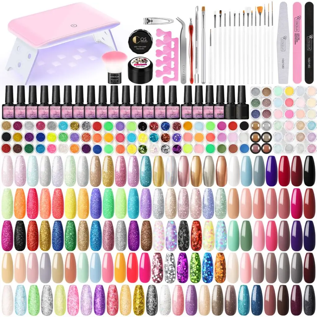 COSCELIA Manicure Set Gel Nail Polish UV LED Lamp Base Top Coat With Nail Glitter Crystal Powder for Nail Art Design Brush Set
COSCELIA Manicure Set Gel Nail Polish UV LED Lamp Base Top Coat With Nail Glitter Crystal Powder for Nail Art Design Brush Set