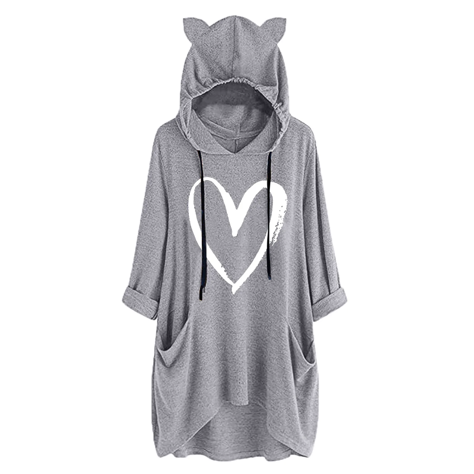 Love Graphic Long Hoodie For Women Cat Ear Hood Oversize Long-Sleeve Sweatshirts Loose Drawstring Pocket Pullover For Lady Fall
Love Graphic Long Hoodie For Women Cat Ear Hood Oversize Long-Sleeve Sweatshirts Loose Drawstring Pocket Pullover For Lady Fall