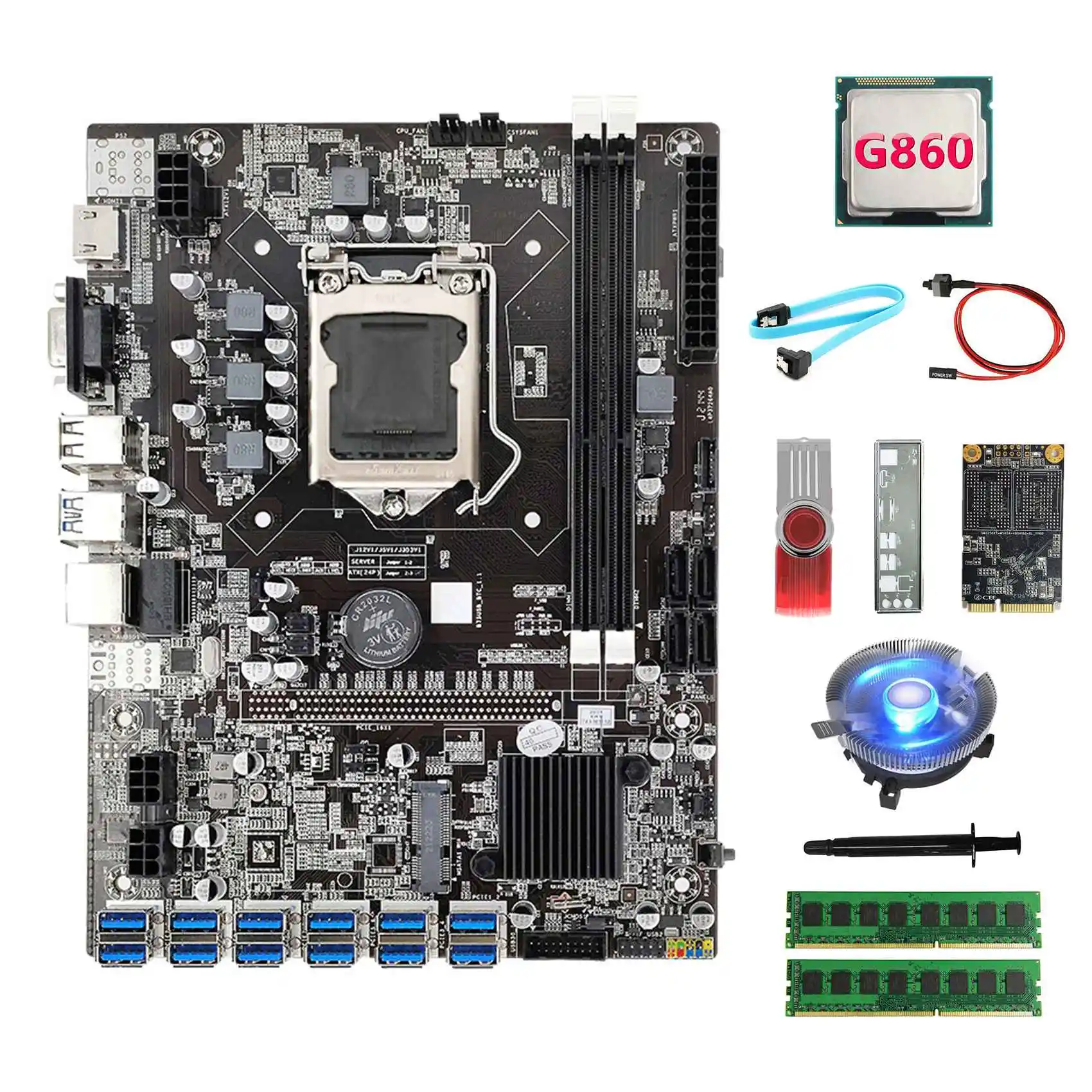 Материнская плата B75 ETH Miner 12USB + G860 CPU + 2XDDR4 4G RAM + 128G SSD + 64G USB Драйвер + вентилятор + SATA кабель + коммутационный кабель для BTC
Материнская плата B75 ETH Miner 12USB + G860 CPU + 2XDDR4 4G RAM + 128G SSD + 64G USB Драйвер + вентилятор + SATA кабель + коммутационный кабель для BTC