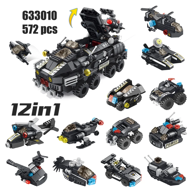 572pcs Vehicle Swat Car Model City Police Deformation Car 12 In 1 Compatible Small Bricks Boy Assembling Building Block Toy
572pcs Vehicle Swat Car Model City Police Deformation Car 12 In 1 Compatible Small Bricks Boy Assembling Building Block Toy