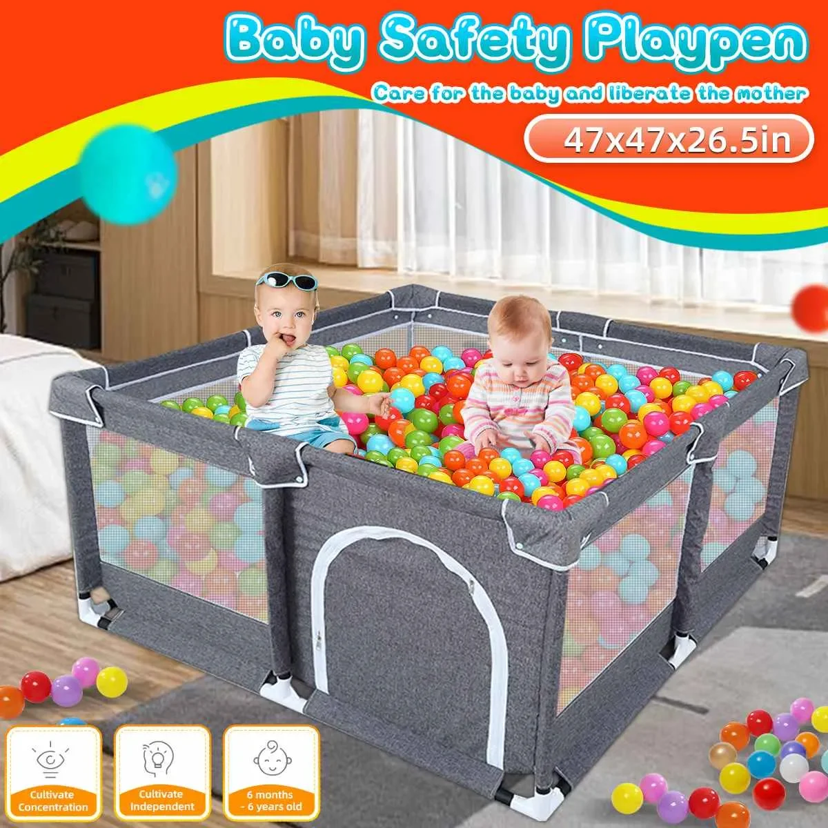 Baby Playpen for Children Baby Playground Breathable Linen with Foam Protector with Ocean Ball Pool Indoor Baby Safety Fence
Baby Playpen for Children Baby Playground Breathable Linen with Foam Protector with Ocean Ball Pool Indoor Baby Safety Fence