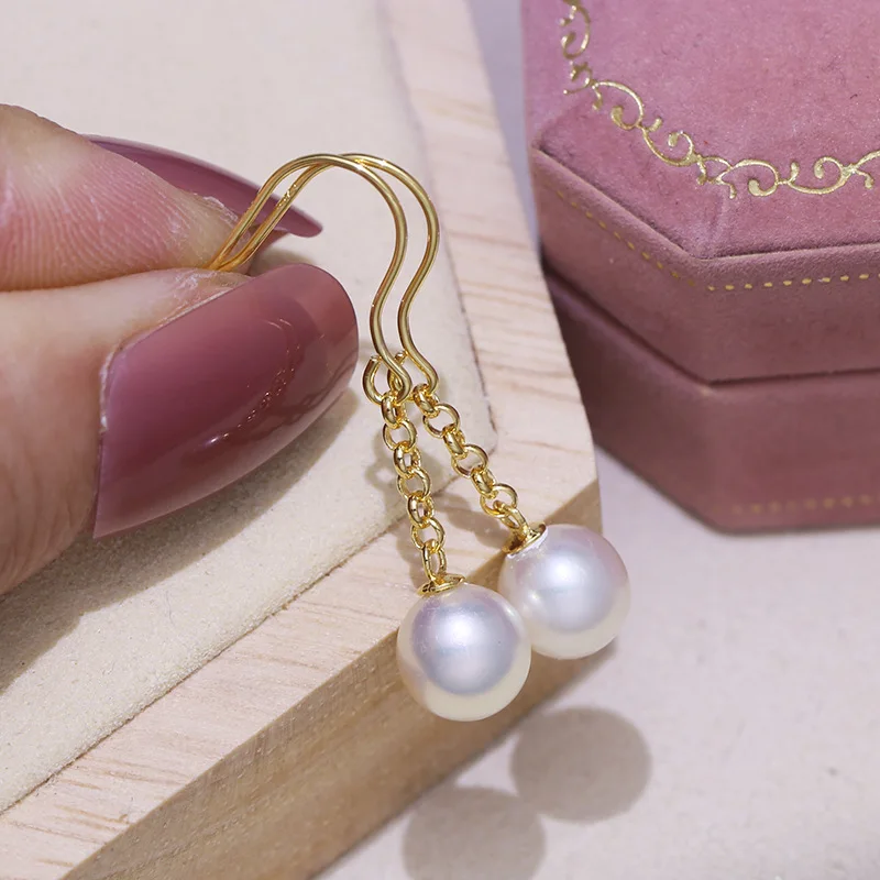 MeiBaPJ 8-8.5mm Natural Round Pearl Fashion Simple Long Chain Drop Earrings 925 Silver Empty Tray Fine Wedding Jewelry for Women
MeiBaPJ 8-8.5mm Natural Round Pearl Fashion Simple Long Chain Drop Earrings 925 Silver Empty Tray Fine Wedding Jewelry for Women