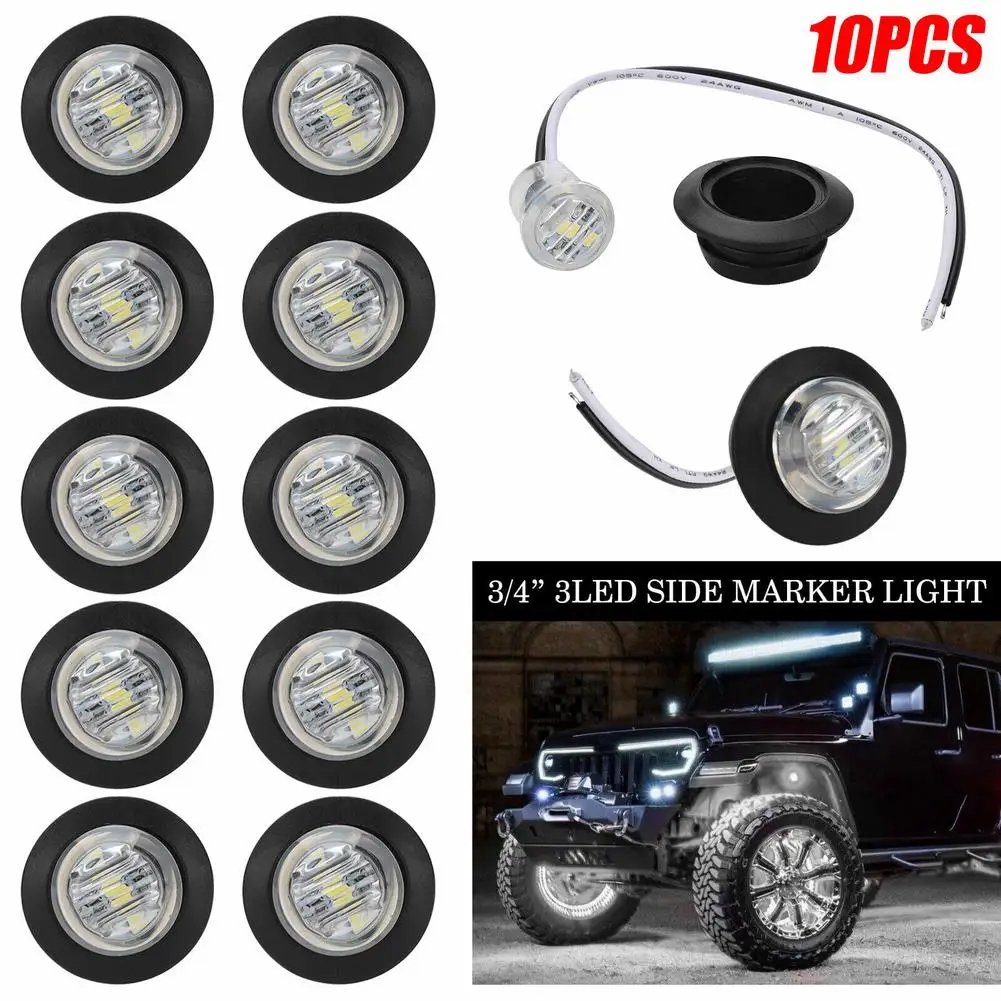 10pcs 12V 3LED 3/4 Inch Truck Side Marker Light 6000k LED Turn Signal Car Bus Trailer Universal Ip67 Waterproof
10pcs 12V 3LED 3/4 Inch Truck Side Marker Light 6000k LED Turn Signal Car Bus Trailer Universal Ip67 Waterproof
