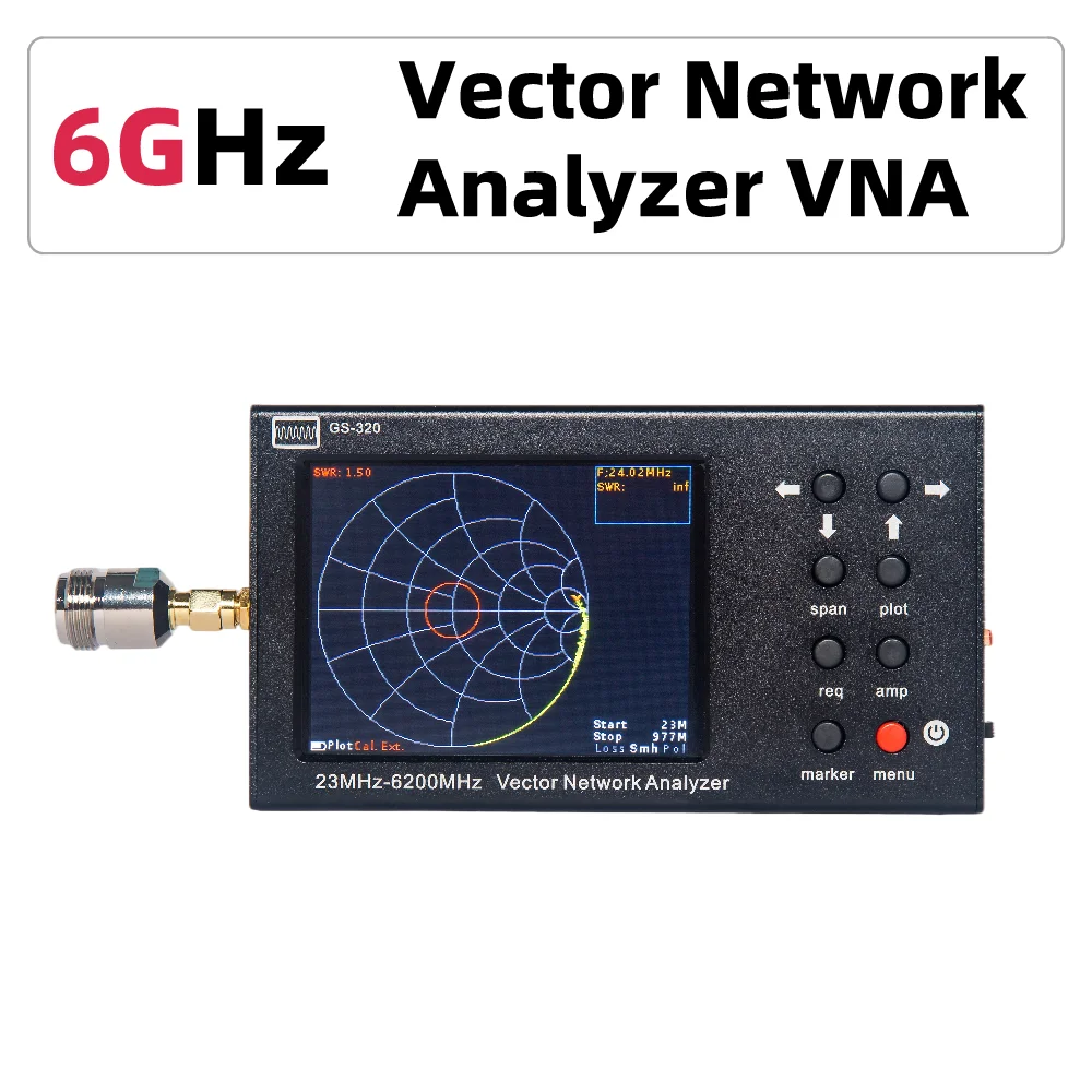 Portable 3.2 inch GS-320 VNA SWR 6G Vector Network Analyzer Reflectometer 23-6200MHz NanoVNA type, Touch screen
Portable 3.2 inch GS-320 VNA SWR 6G Vector Network Analyzer Reflectometer 23-6200MHz NanoVNA type, Touch screen