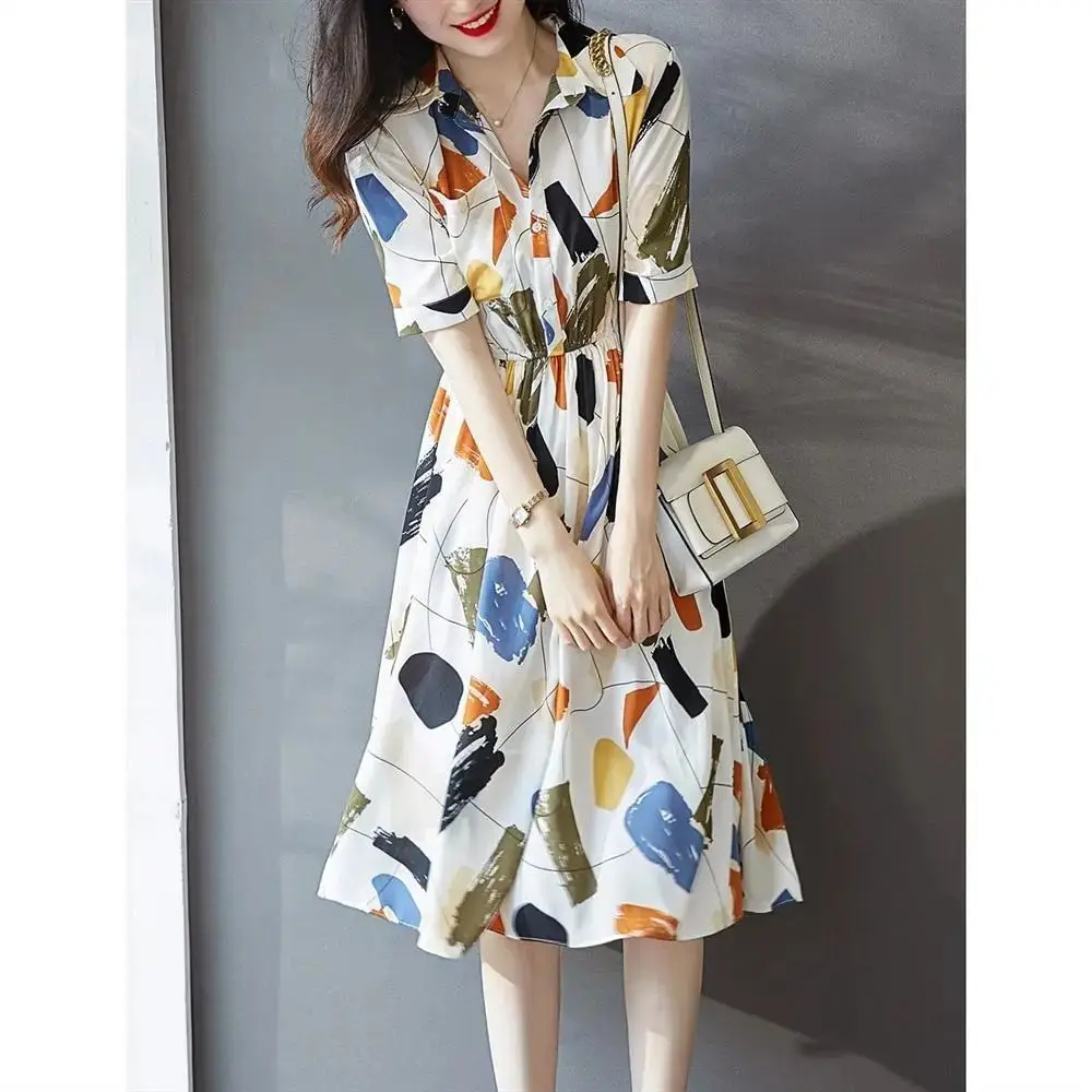 Elastic Waist Floral Dress Casual Dresses for Women 2022 Summer Playa Beach Outing Urban Female Clothing Korean Fashion Robe 
Elastic Waist Floral Dress Casual Dresses for Women 2022 Summer Playa Beach Outing Urban Female Clothing Korean Fashion Robe