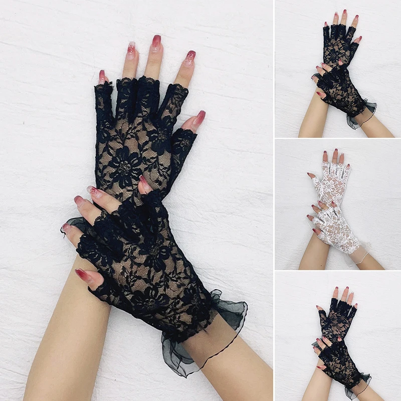 Women Ladies Sexy Lace Gloves UV Sun Protection Thin Fingerless Gloves Driving Gloves Short Half Finger Mittens Wedding Bridal
Women Ladies Sexy Lace Gloves UV Sun Protection Thin Fingerless Gloves Driving Gloves Short Half Finger Mittens Wedding Bridal