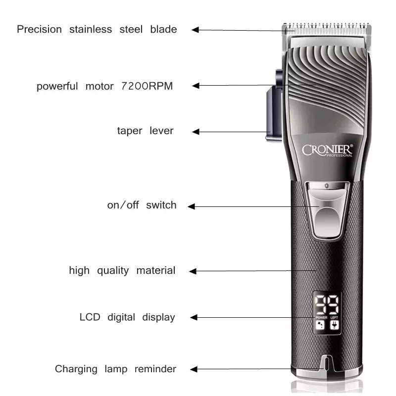 NEW2023 digital LCD display hair clipper taper lever hair trimmer most powerful cordless hair cutting tool all metal blade
NEW2023 digital LCD display hair clipper taper lever hair trimmer most powerful cordless hair cutting tool all metal blade