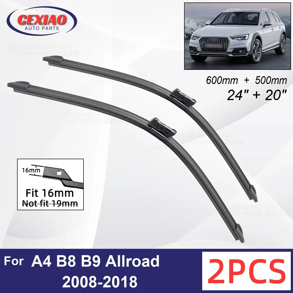 Car Wiper For Audi A4 B8 B9 Allroad 2008-2018 Front Wiper Blades Soft Rubber Windscreen Wipers Auto Windshield 600mm + 500mm
Car Wiper For Audi A4 B8 B9 Allroad 2008-2018 Front Wiper Blades Soft Rubber Windscreen Wipers Auto Windshield 600mm + 500mm