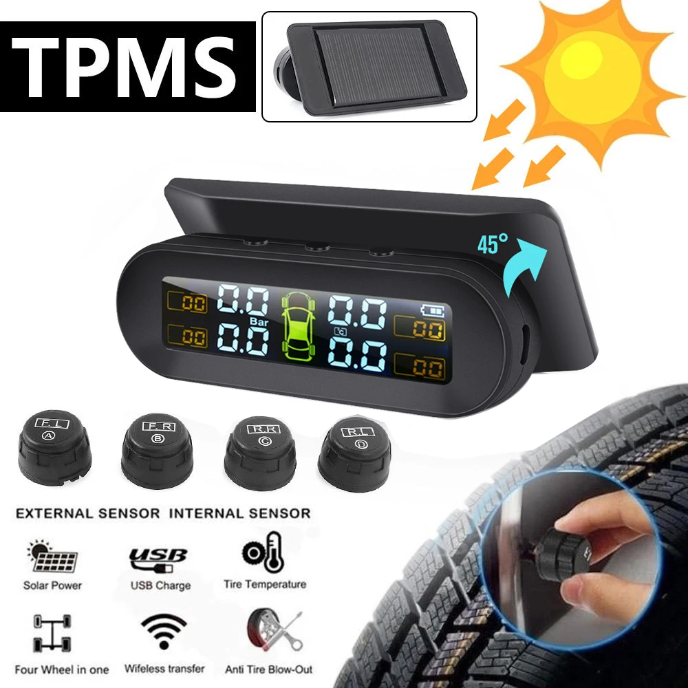 TPMS Solar Power TPMS Car Tire Pressure Alarm Monitor Auto Security System Tyre Pressure 360 Adjustable Temperature Warning
TPMS Solar Power TPMS Car Tire Pressure Alarm Monitor Auto Security System Tyre Pressure 360 Adjustable Temperature Warning