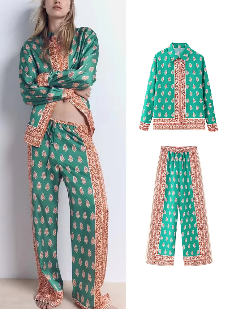 TRAF Print Women's Suit Pants Sets 2023 New Fashion Shirt Set Woman Two Pieces Casual Loose Womens Outfits
TRAF Print Women's Suit Pants Sets 2023 New Fashion Shirt Set Woman Two Pieces Casual Loose Womens Outfits