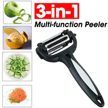3-In-1 Stainless Steel Peeler Fruit Vegetable Potato Carrot Cucumber Multi-function Sharp Grater Peeler Slice Home Kitchen Tools