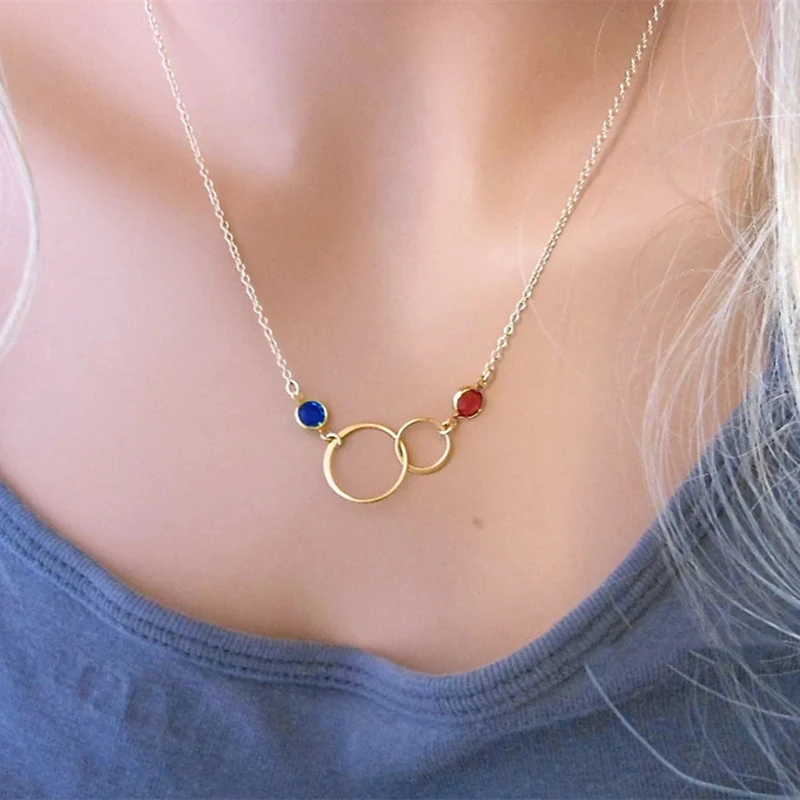 New Simple Stylish Double Circle Clavicle Chain Necklace for Women Personality Blue/Orange CZ Fashion Accessories New Jewelry
New Simple Stylish Double Circle Clavicle Chain Necklace for Women Personality Blue/Orange CZ Fashion Accessories New Jewelry