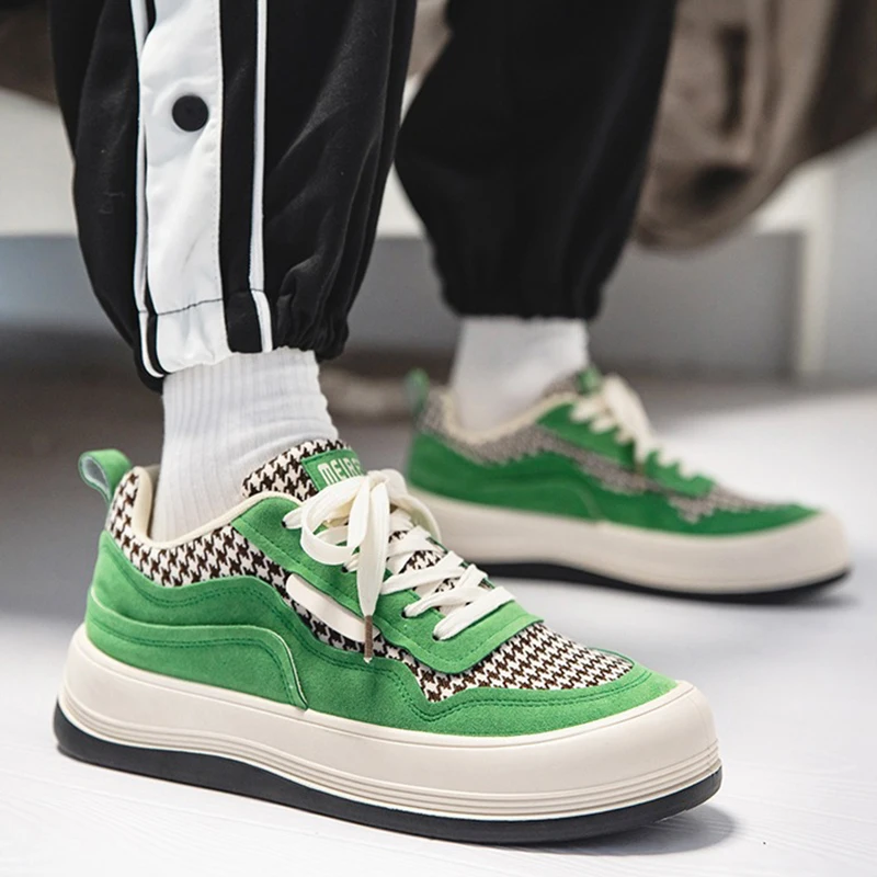 2022 New Houndstooth Bread Shoes Ins Fashion Men Platform Sneakers Lace Up Green Board Shoes Sports Trend Men's Casual Footwear
2022 New Houndstooth Bread Shoes Ins Fashion Men Platform Sneakers Lace Up Green Board Shoes Sports Trend Men's Casual Footwear