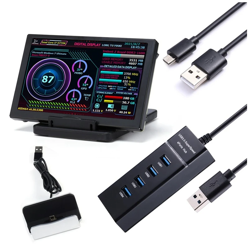 5 Inch IPS Monitor Screen Aluminum Alloy Monitor Screen Monitor Screen For AIDA64 Base USB Cable USB Splitter
5 Inch IPS Monitor Screen Aluminum Alloy Monitor Screen Monitor Screen For AIDA64 Base USB Cable USB Splitter
