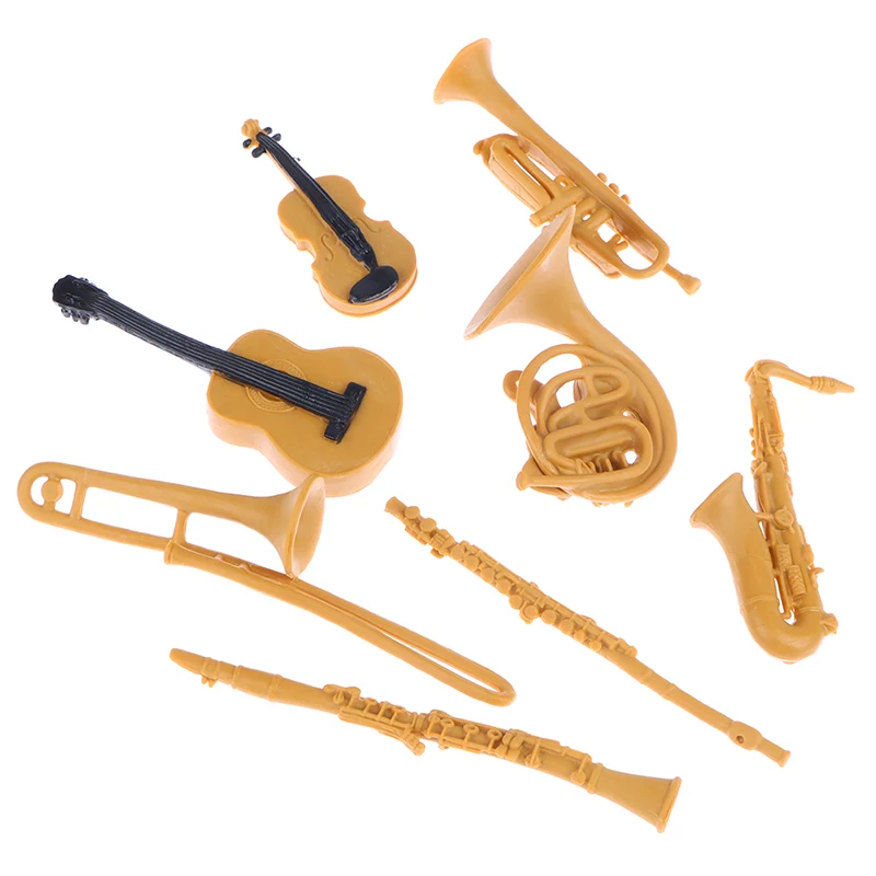 

8pcs Novelty Useful Dollhouse Musical Instrument Play House Toy Tiny Miniature Sax Guitar Violin French Horn Realistic Daily Use